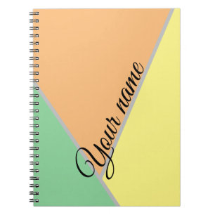 Custom Pastel Peach Green Yellow Retro Colour Bloc Notebook