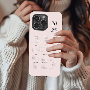 Custom Pastel Pink 2025 Calendar iPhone 15 Pro Case