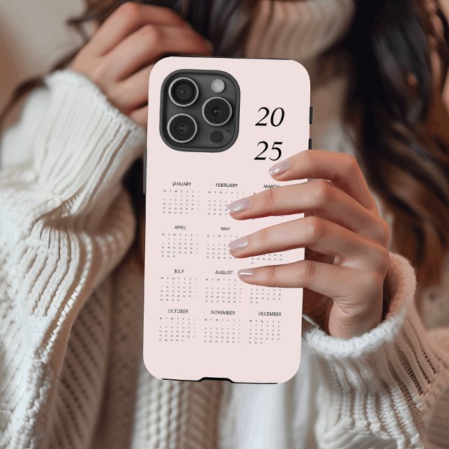 Custom Pastel Pink 2025 Calendar Case-Mate iPhone Case (Creator Uploaded)