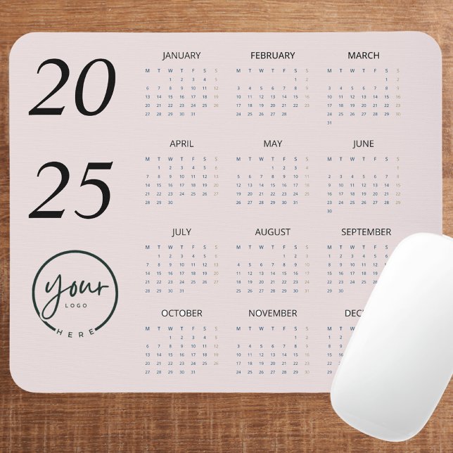 Custom Pastel Pink 2025 Calendar with Your Logo Mouse Mat (Creator Uploaded)