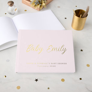 Custom Pastel Pink Baby Shower Guest Book