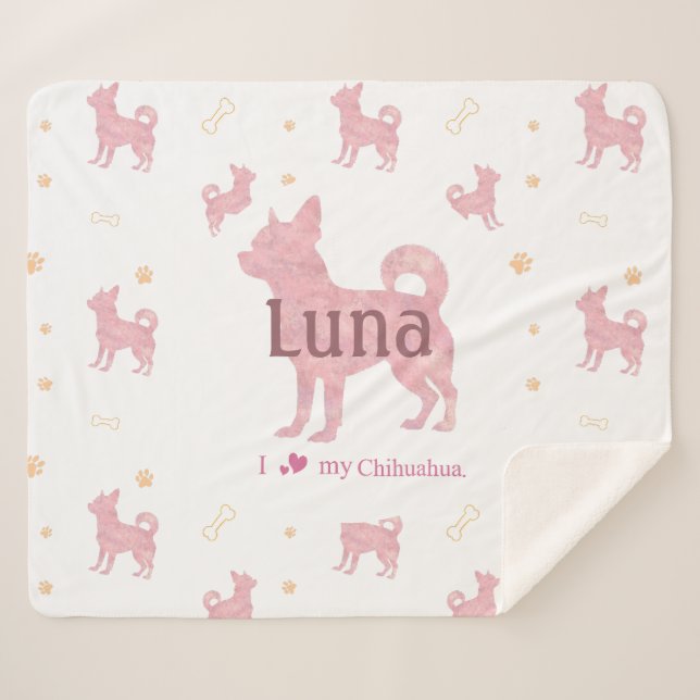 Custom Pastel pink chihuahua Silhouette blanket (Front (Horizontal))