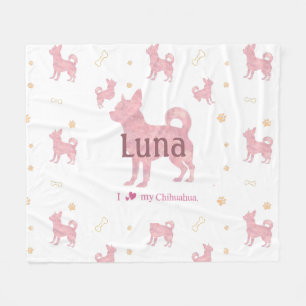 Custom Pastel pink chihuahua Silhouette blanket