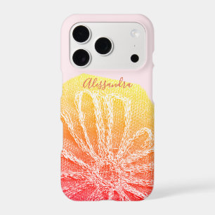 Custom Pastel Pink Floral Retro Ombre Yellow Peach