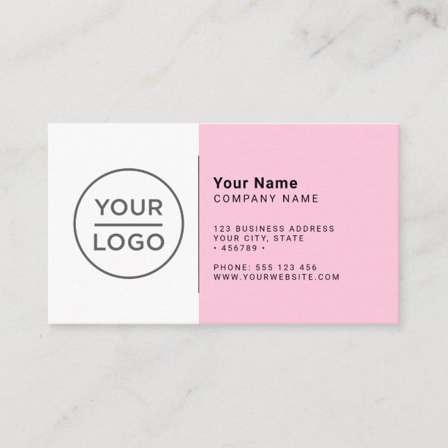 Custom pastel pink modern minimalist any colour business card (Front)