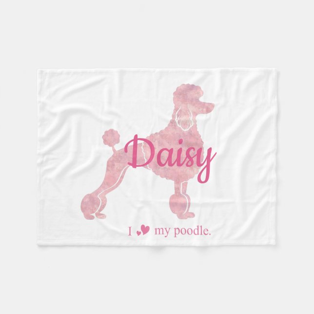 Custom Pastel Pink Poodle Cozy Dog Mom Fleece Gift Blanket (Front (Horizontal))