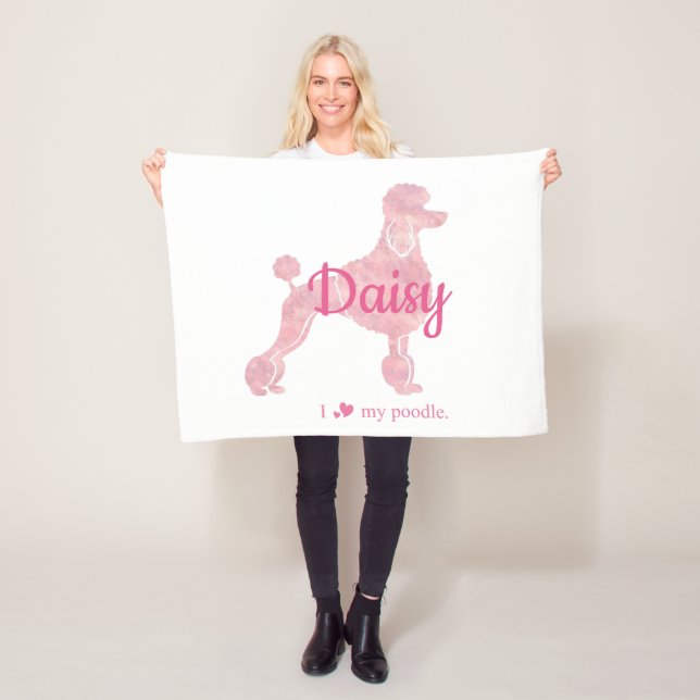 Custom Pastel Pink Poodle Silhouette Blanket (In Situ)