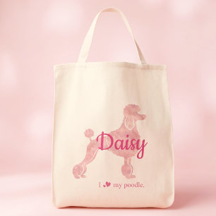 Custom Pastel Pink Poodle Silhouette custom Tote Bag