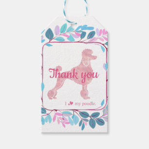Custom Pastel Pink Poodle Silhouette  Gift Tag