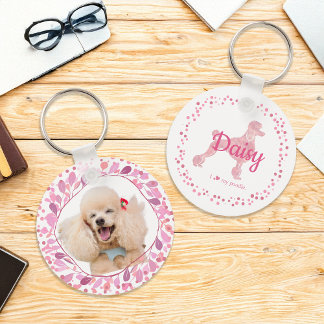 Custom Pastel Pink Poodle Silhouette Keychain