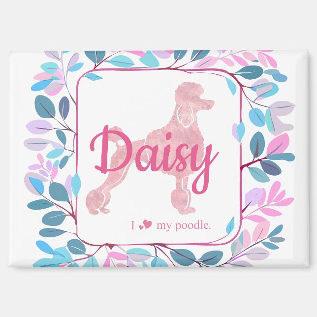 Custom Pastel Pink Poodle Silhouette  Magnet (Front)