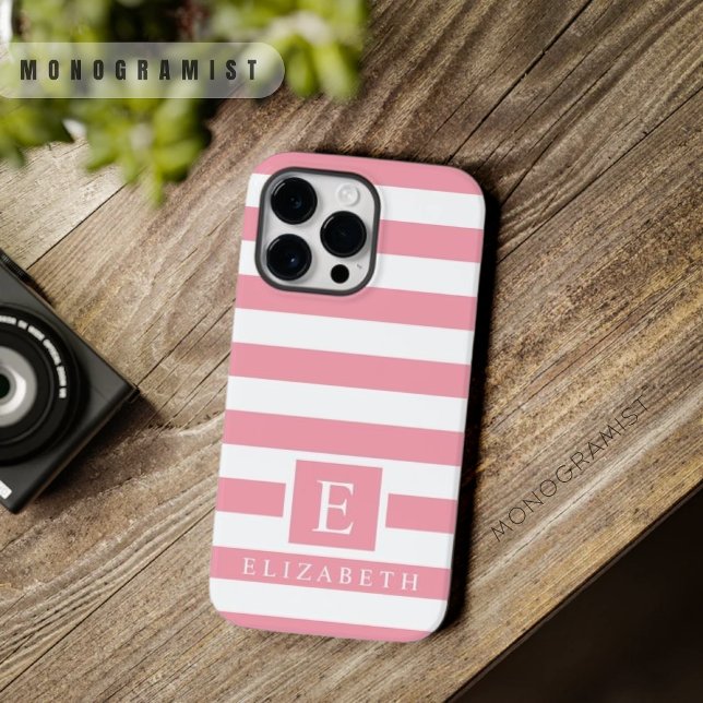 Custom Pastel Rose Pink White Stripes  Case-Mate iPhone Case (Custom Pastel Rose Pink White Stripes Case-Mate iPhone Case)