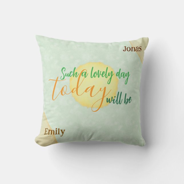 Custom Pastel Sun inspirational day Throw Pillow (Front)