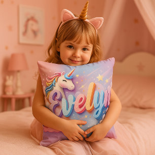 Custom Pastel Unicorn Name Pillow