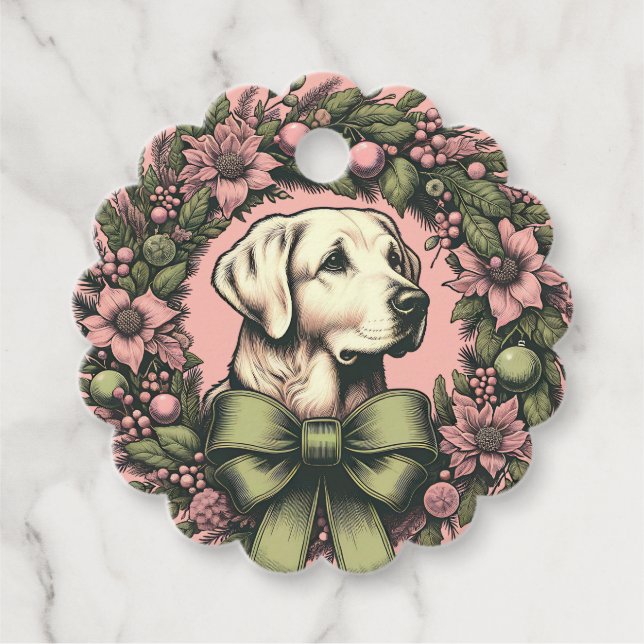 Custom Pastel Yellow Labrador Xmas Gift Tag (Front)