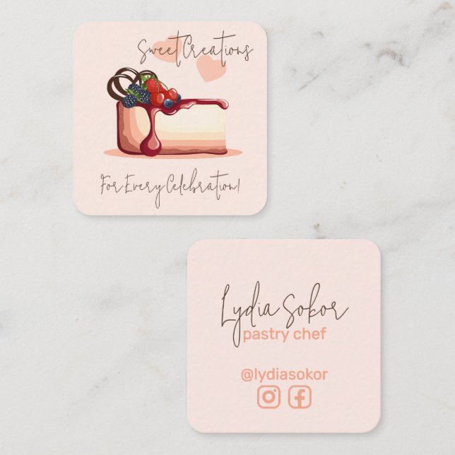 Custom Pastry Chef Business Card (Front/Back)
