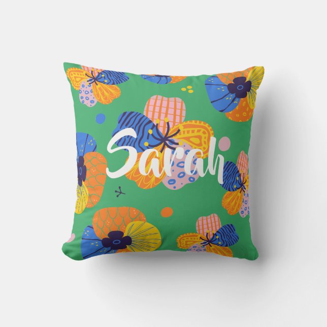 Custom - Patchwork Floral Throw Pillow  (Front)