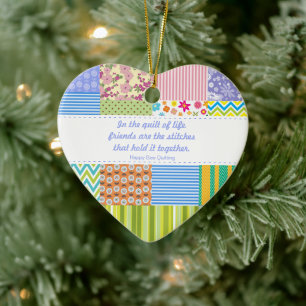 Custom Patchwork Quilters Ceramic Ornament
