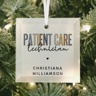 Custom Patient Care Technician PCT Gifts Glass Tree Decoration