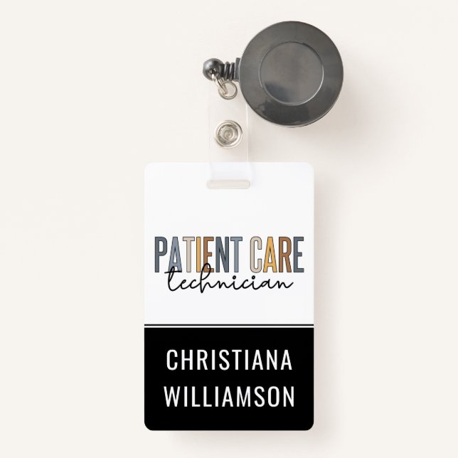 Custom Patient Care Technician PCT Gifts ID Badge (Front with Retractable)