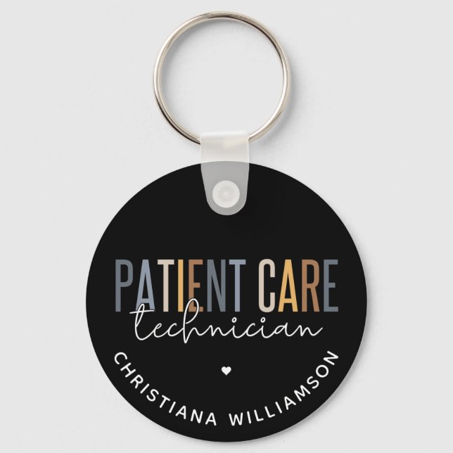 Custom Patient Care Technician PCT Gifts Key Ring (Front)