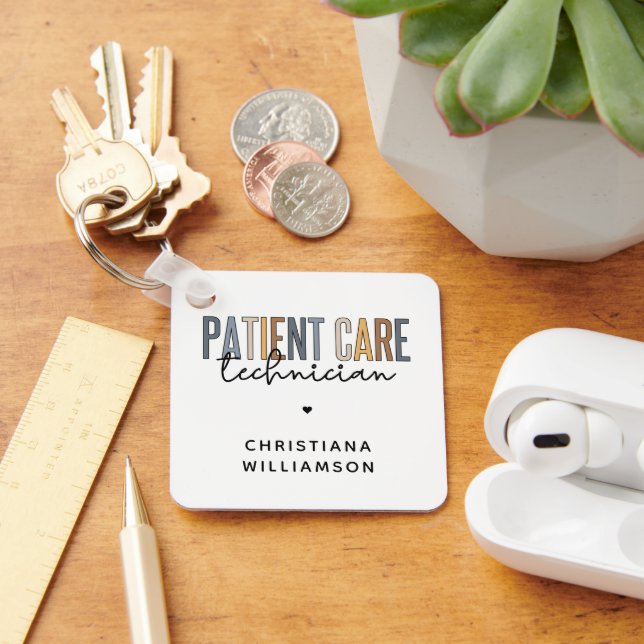 Custom Patient Care Technician PCT Gifts Key Ring (Desk)
