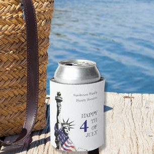 Custom Patriotic 4th of July Statue of Liberty  Can Cooler