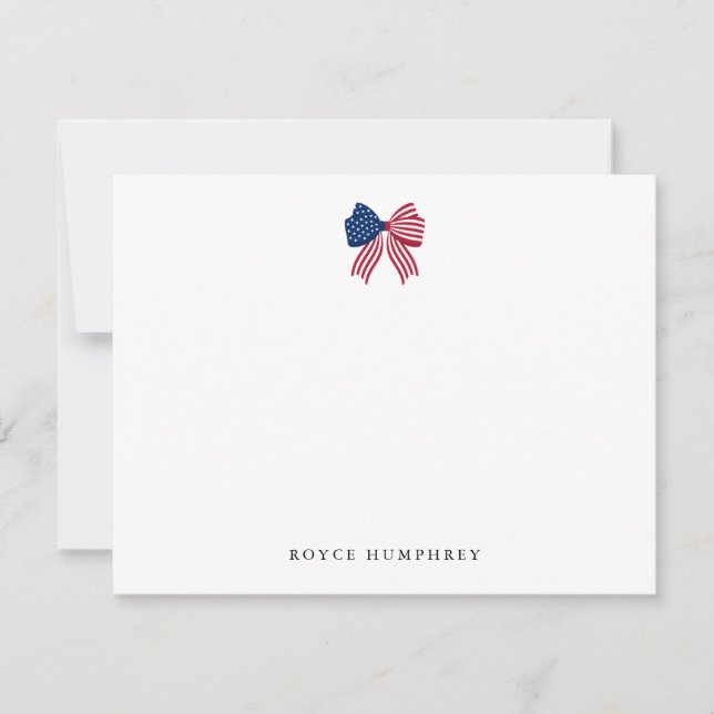 Custom Patriotic Bow Note Card (Front)