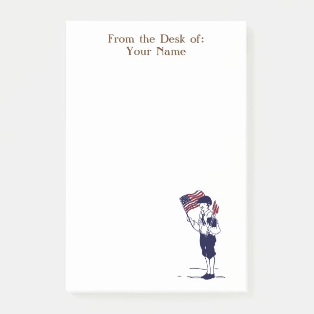 Custom Patriotic Boy with Fireworks Post it Notes (Front)