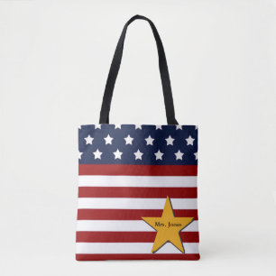 Custom Patriotic Flag Tote Bag