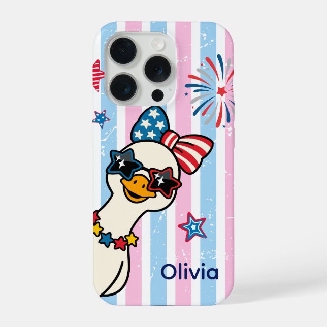 Custom Patriotic Peekaboo Cartoon Goose iPhone Case (Back)