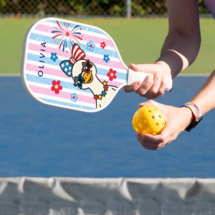 Custom Patriotic Peekaboo Cute Cartoon Goose Pickleball Paddle
