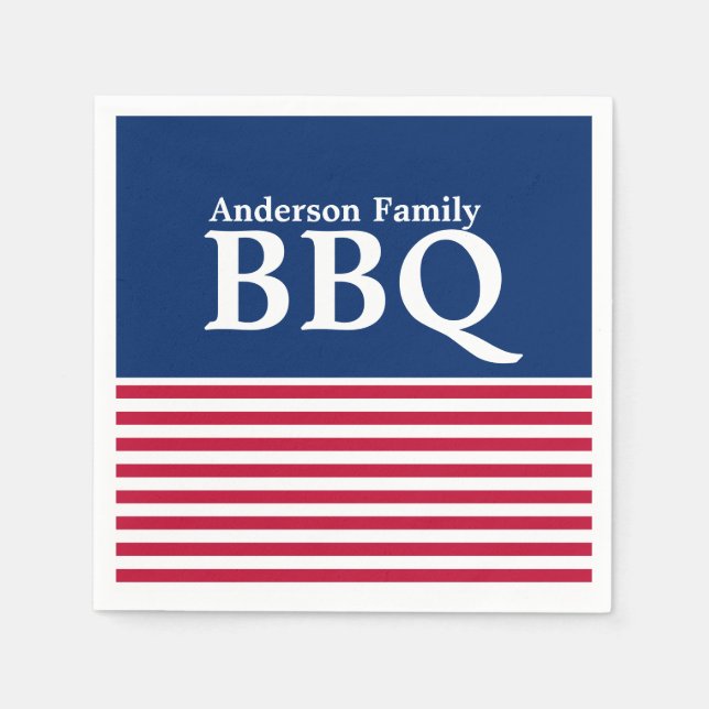 Custom Patriotic Red, White and Blue Napkin (Front)