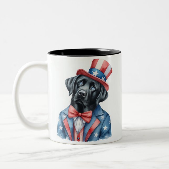 Custom Patriotic Uncle Sam Black Labrador Mug (Left)