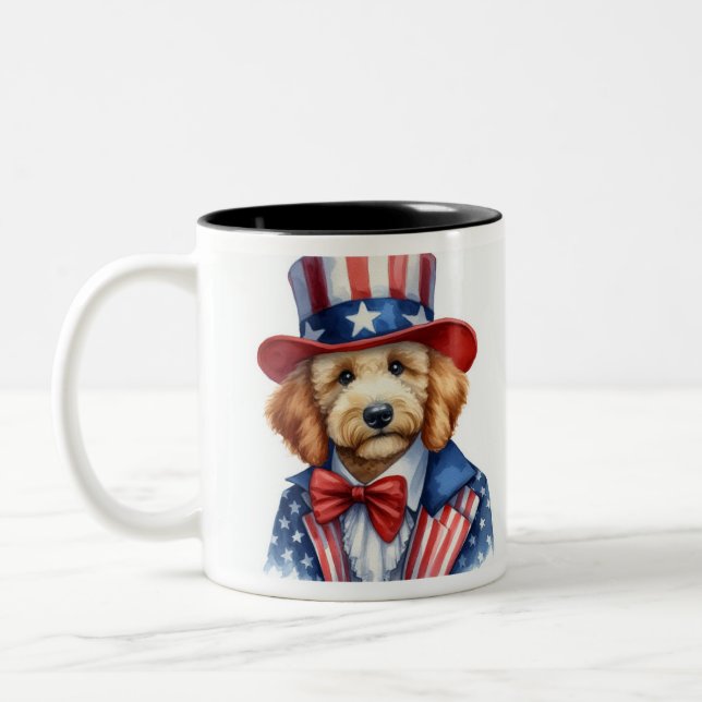 Custom Patriotic Uncle Sam Goldendoodle Mug (Left)