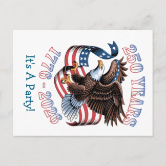 Custom Patriotic USA 250 year party invitatation Postcard