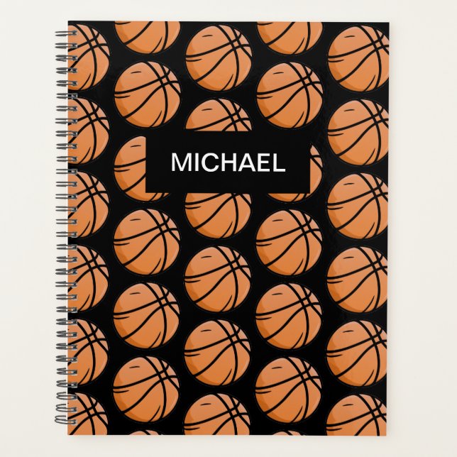 Custom Pattern Basketball player and coach black   Planner (Front)
