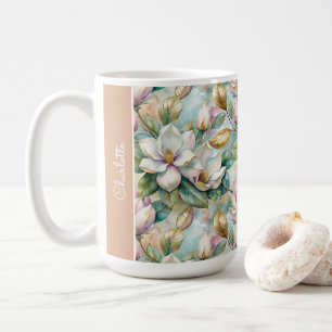 Custom Pattern Elegant Magnolia Flowers Coffee Mug