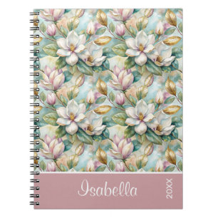 Custom Pattern Elegant Magnolia Flowers Notebook