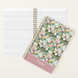 Custom Pattern Elegant Magnolia Flowers Notebook