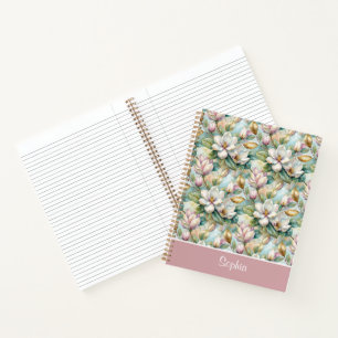 Custom Pattern Elegant Magnolia Flowers Notebook