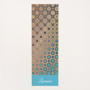 Custom pattern turquoise and gold mandala yoga mat