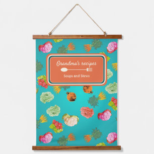 Custom pattern vegetables, carrots, cauliflower hanging tapestry