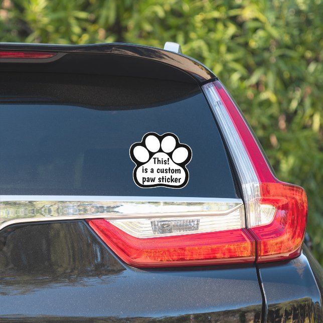 Custom Paw Print - Black White Car Window Decal  (Car Side)