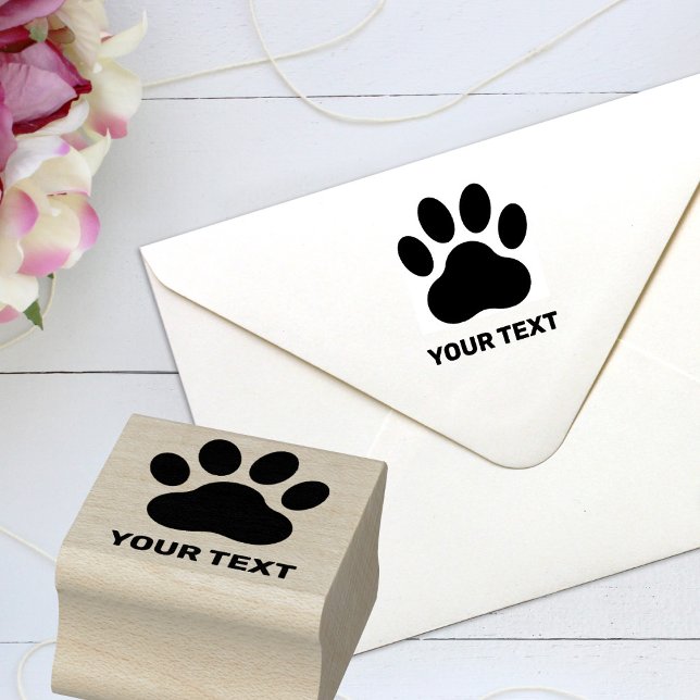 Custom Paw Print Image And Text Rubber Stamp (Creator Uploaded)