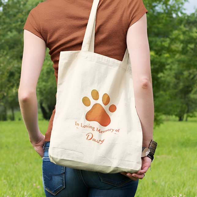 Custom Paw Print Memorial Pet Loss Keepsake Tote Bag (Creator Uploaded)