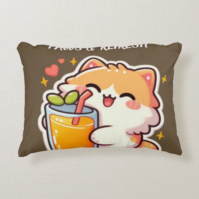 Custom Paws and Refresh Cute Cat Design Decorative Cushion (Front)
