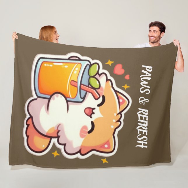 Custom Paws and Refresh Cute Cat Design Fleece Blanket (In Situ)