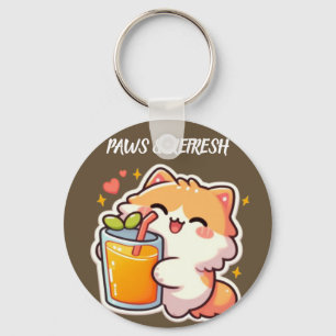 Custom Paws and Refresh Cute Cat Design Key Ring