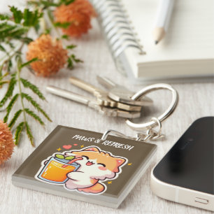 Custom Paws and Refresh Cute Cat Design Key Ring